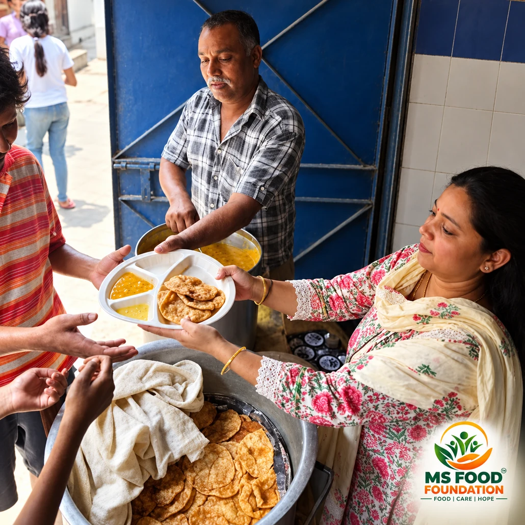 Meal distribution scene